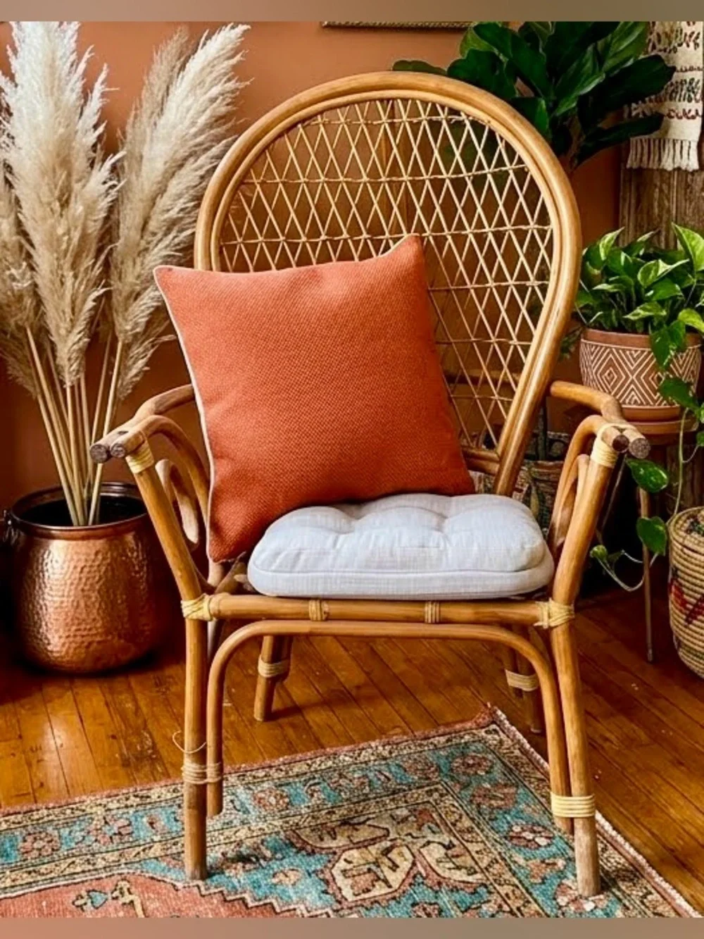 Pottery Barn Terracotta Orange Linen Pillow Cover 20x20 Textured Boho